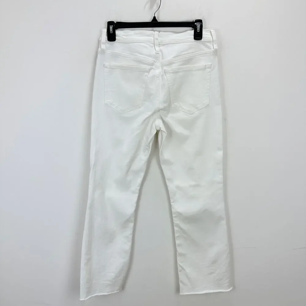 J.Crew Flare Crop White Jean Signature Stretch Denim Mid Rise Womens US 28